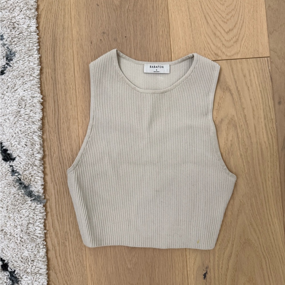 Babaton Cream Ribbed Women's Top sculpt knit high neck